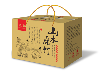 环韶山水腐竹500克黄板箱效果图